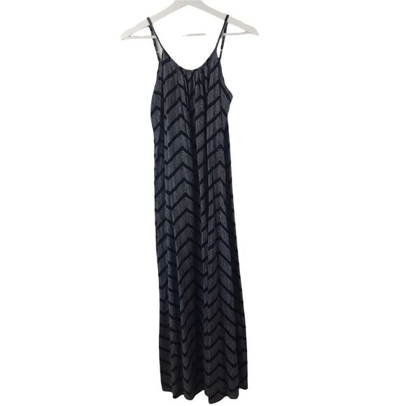 Merona maxi sleeveless dress black & white herringbone print size M - Picture 2 of 7